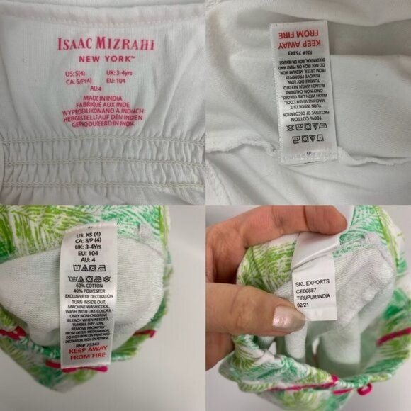 Isaac Mizrahi Talk to the Palm 2 pice Outfit pom-pom palm tree Sz 3-4 XS - Picture 9 of 10